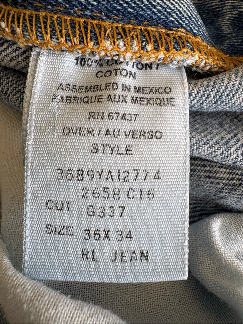 Vintage Polo Jeans Co Ralph Lauren Mens Denim Jeans 36x34 Straight Leg 90s⁠